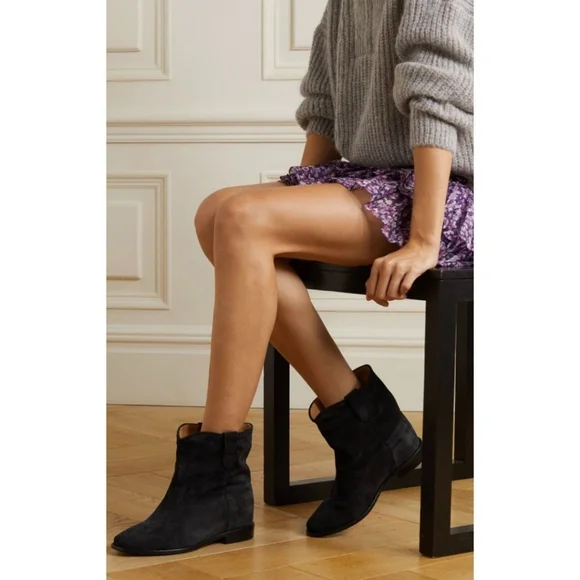 Isabel Marant Crisi Ankle Boots Black Suede - Picture 2 of 9